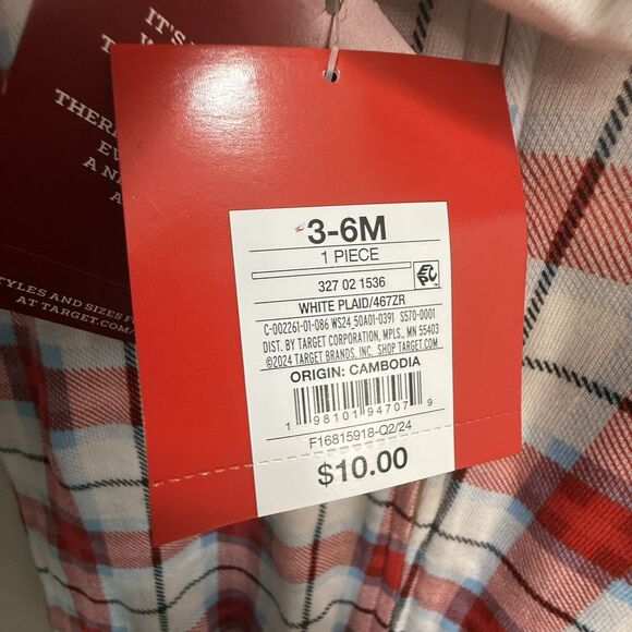 Wondershop Target Baby Size 3-6 Red Plaid Matching Family Sleep Footed Pajamas - Picture 6 of 9